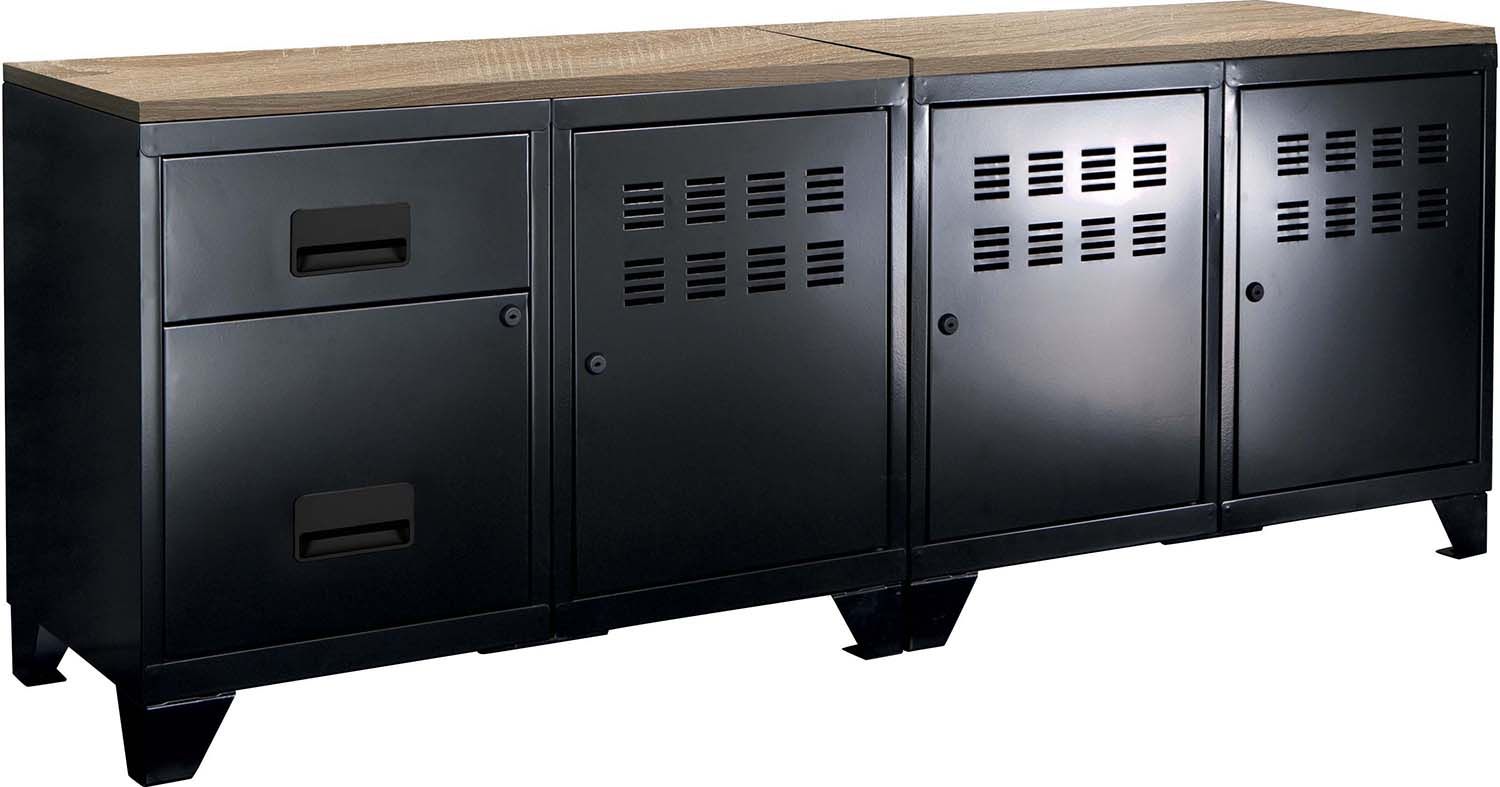 Meuble tv bois métal industriel (noir mat)