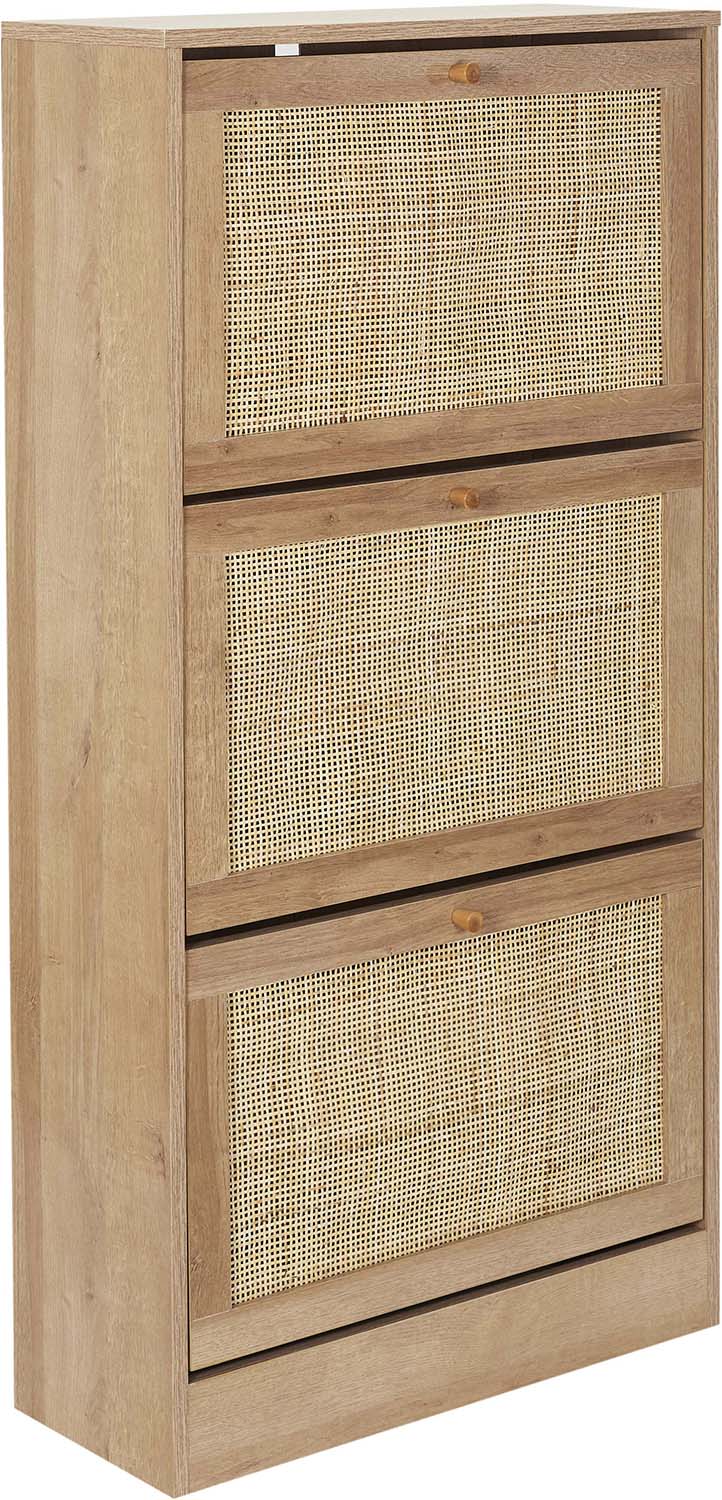 Meuble à Chaussures 2 Portes 1 Niche En Bois Et Cannage L80cm June Drawer