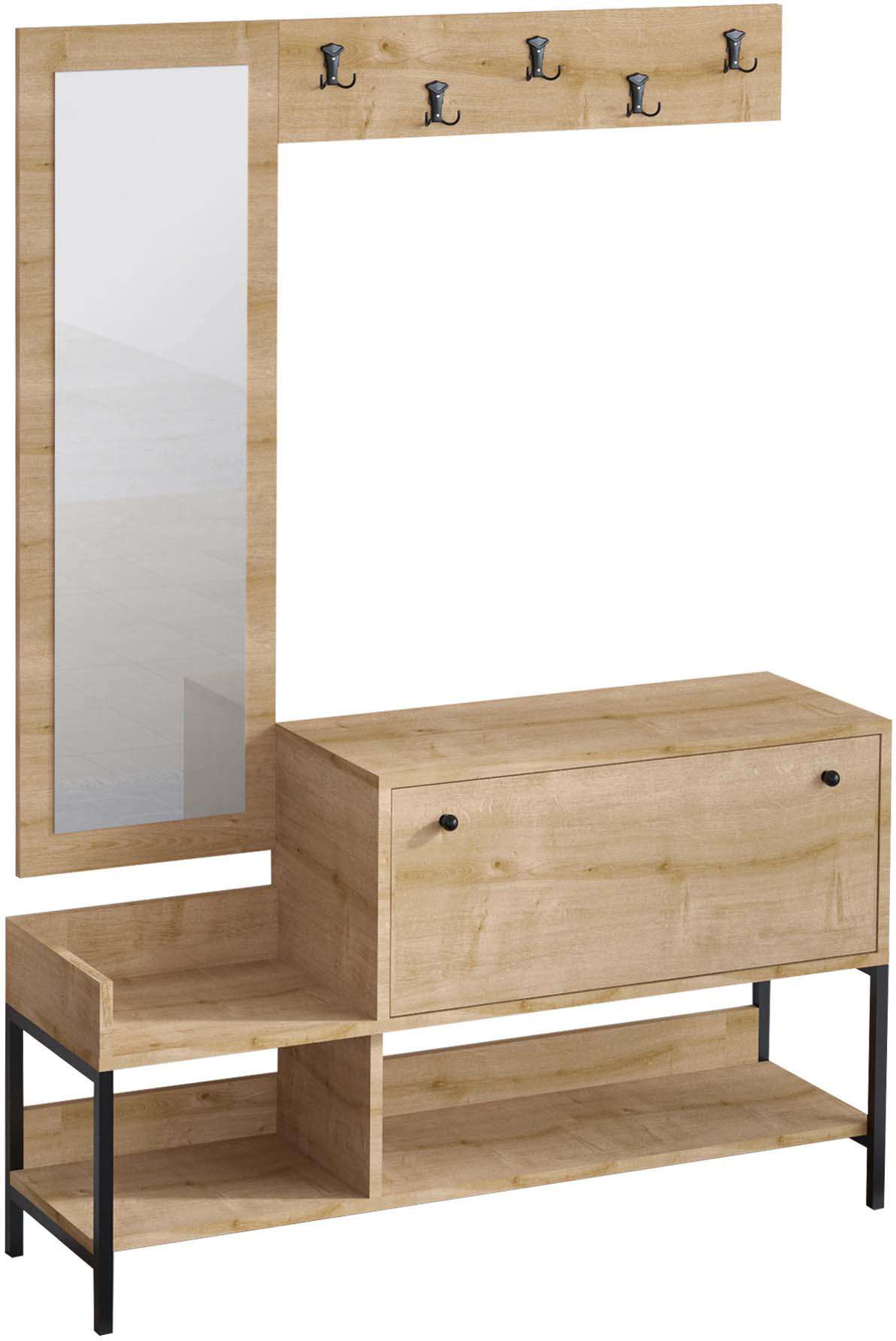 Meuble sous vasque avec miroir intégré 100 cm Blanc - MAJI - L 100 x l