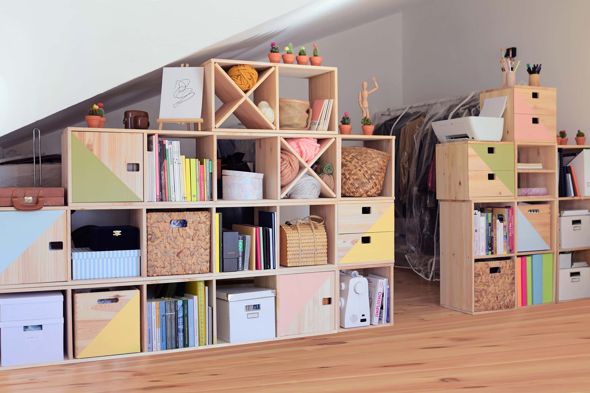 Meuble rangement avec tablette en pin massif dinamic