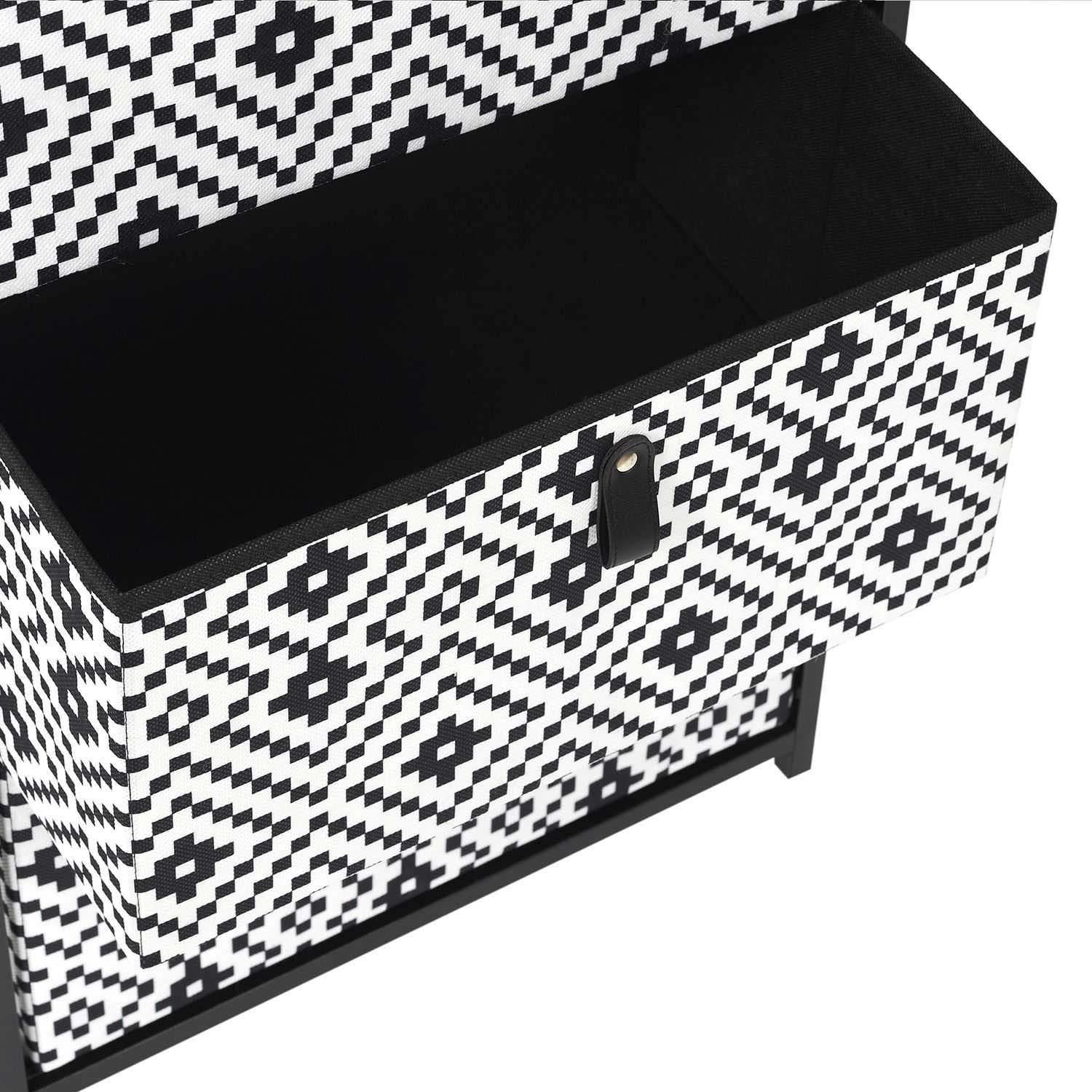 Meuble de rangement tiroirs en tissu ethnique (3 tiroirs)