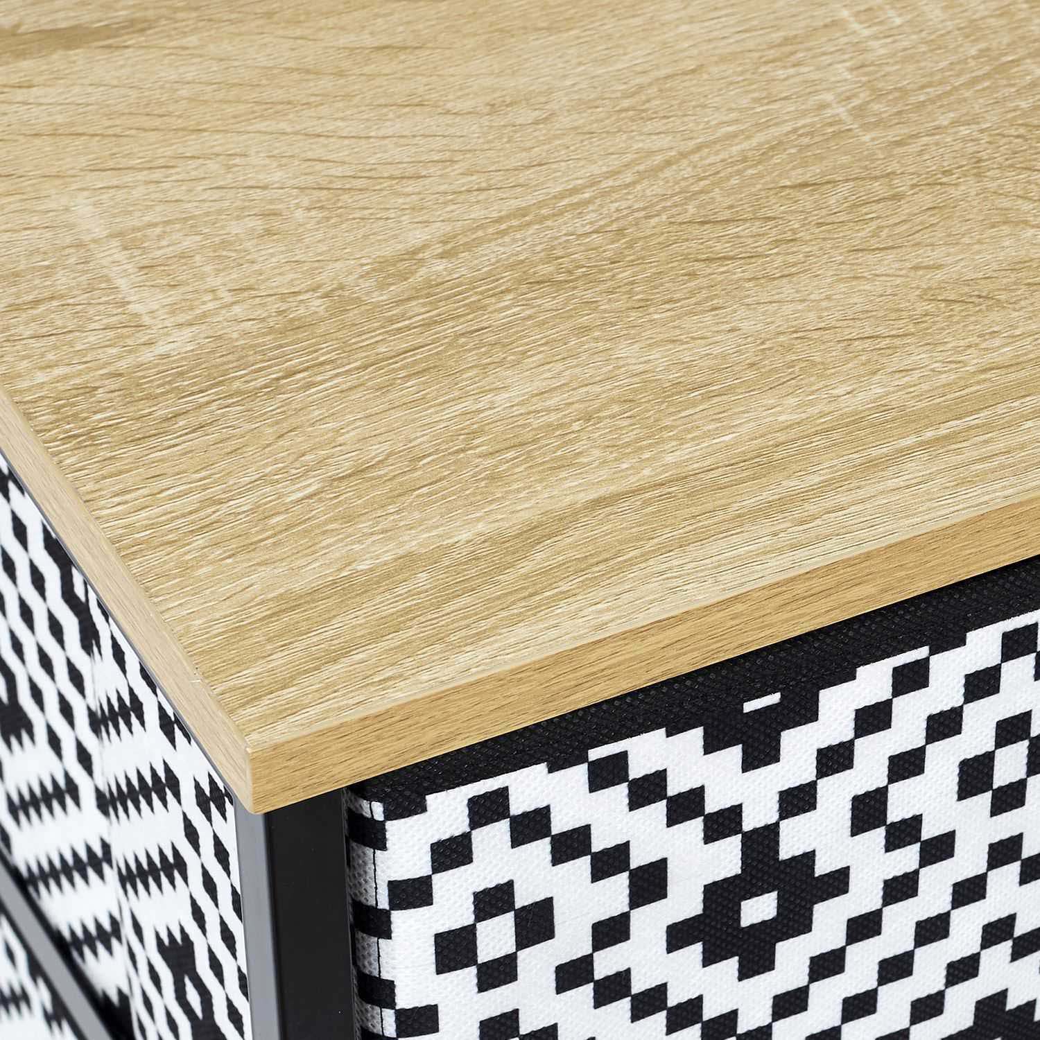 Meuble de rangement tiroirs en tissu ethnique (4 tiroirs)