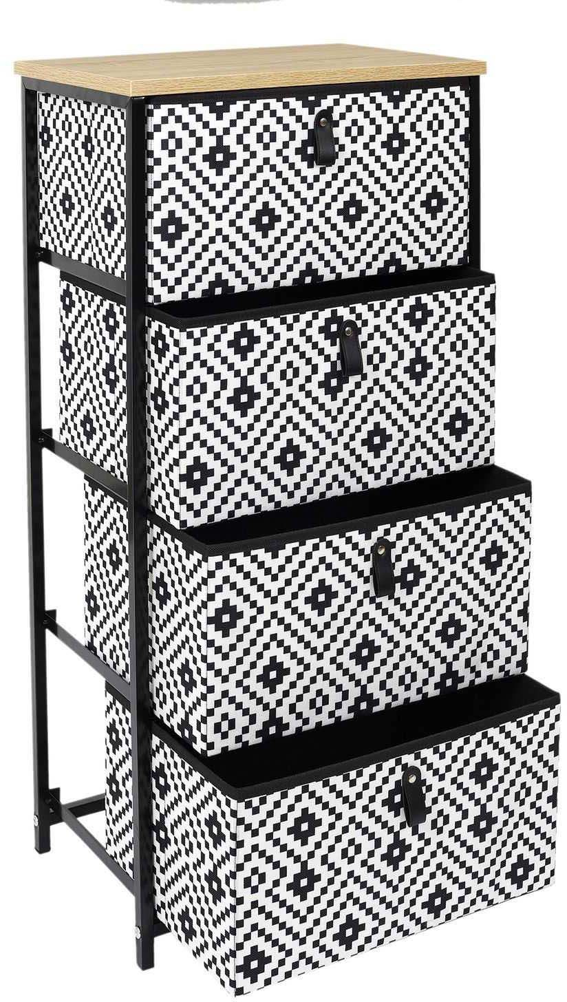 Meuble de rangement tiroirs en tissu ethnique (4 tiroirs)