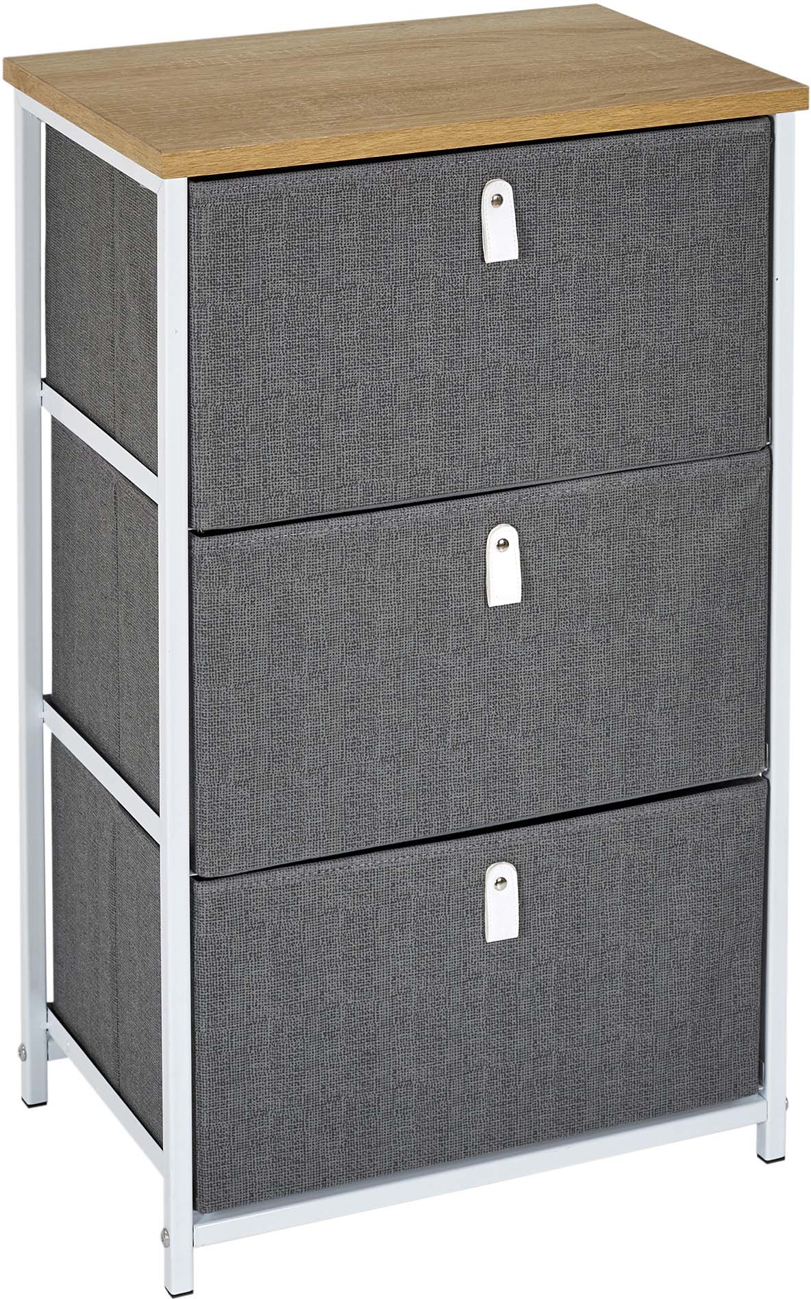 Meuble de rangement tiroirs en tissu plateau en bois (3 tiroirs)