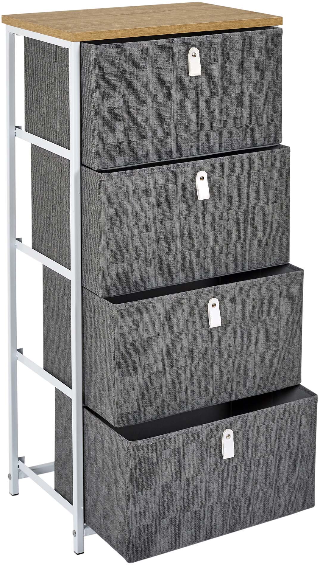 Meuble de rangement tiroirs en tissu plateau en bois (4 tiroirs)