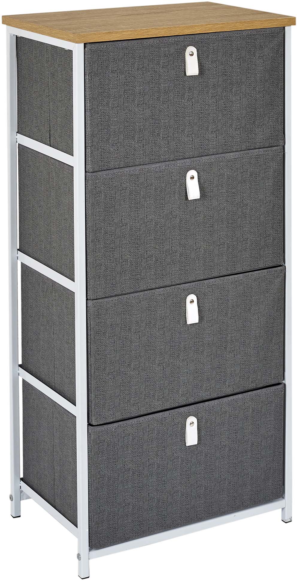 Meuble de rangement tiroirs en tissu plateau en bois (4 tiroirs)