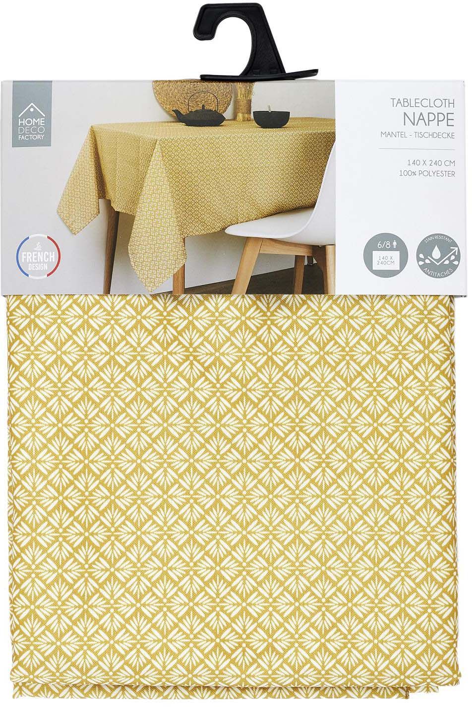 Nappe anti tâche en polyester 140 x 240 cm (jaune)