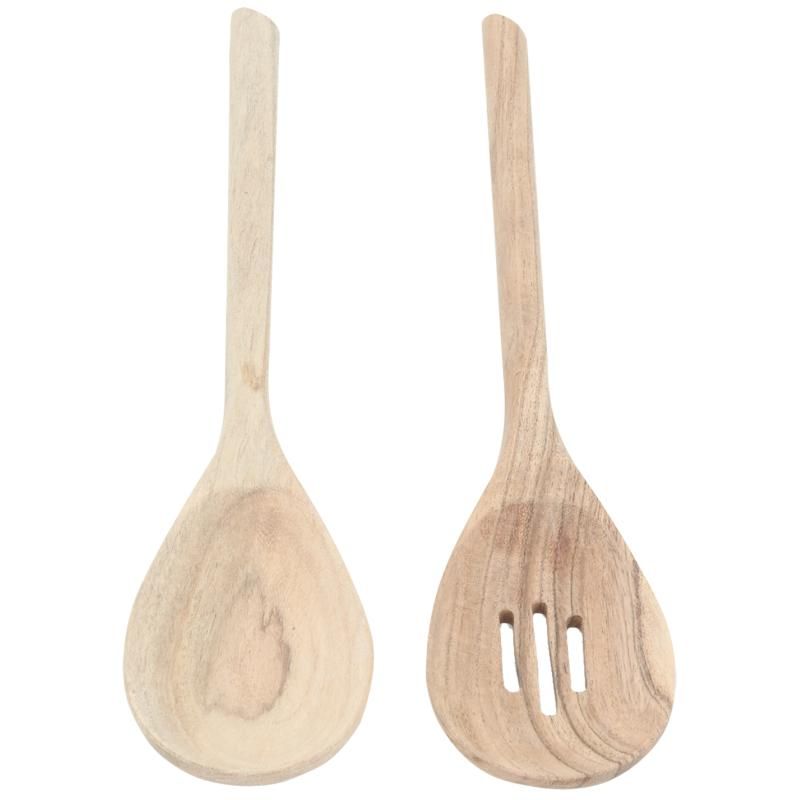 Couvert à Salade En Bois De Teck 27 Cm - Lot De 2 - Fabriqué Au Sénégal