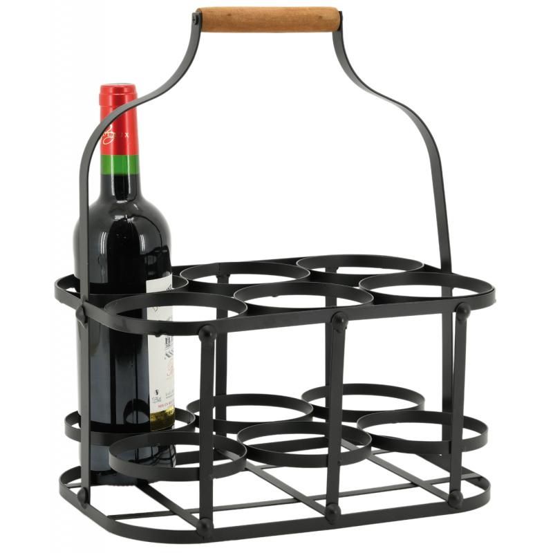 Panier à Bouteilles En Métal - Porte-bouteilles De Vin/Bière - Avec Poignée - 29x21x30 Cm - Déco Bar