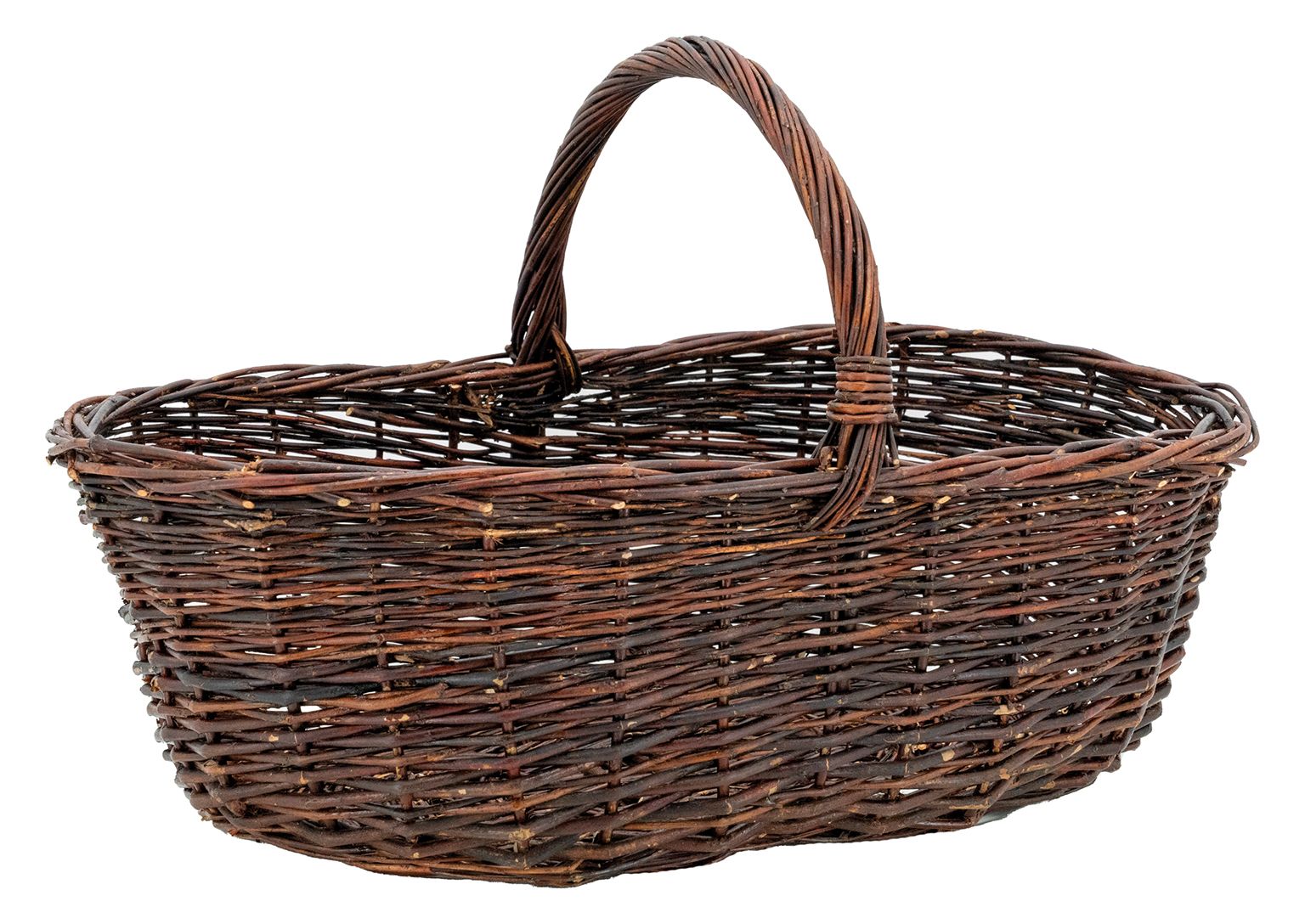 Canne à Champignons En Osier Brut - Hauteur 100 Cm - Panier 28 Cm De Diamètre - Style Campagne Chic