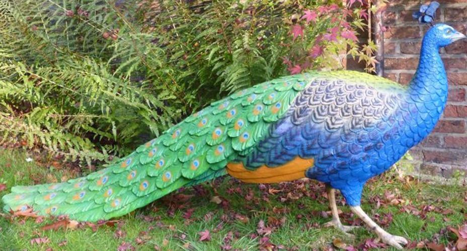 Paon à couronne en résine taille réelle Paon à couronne en résine taille réelle