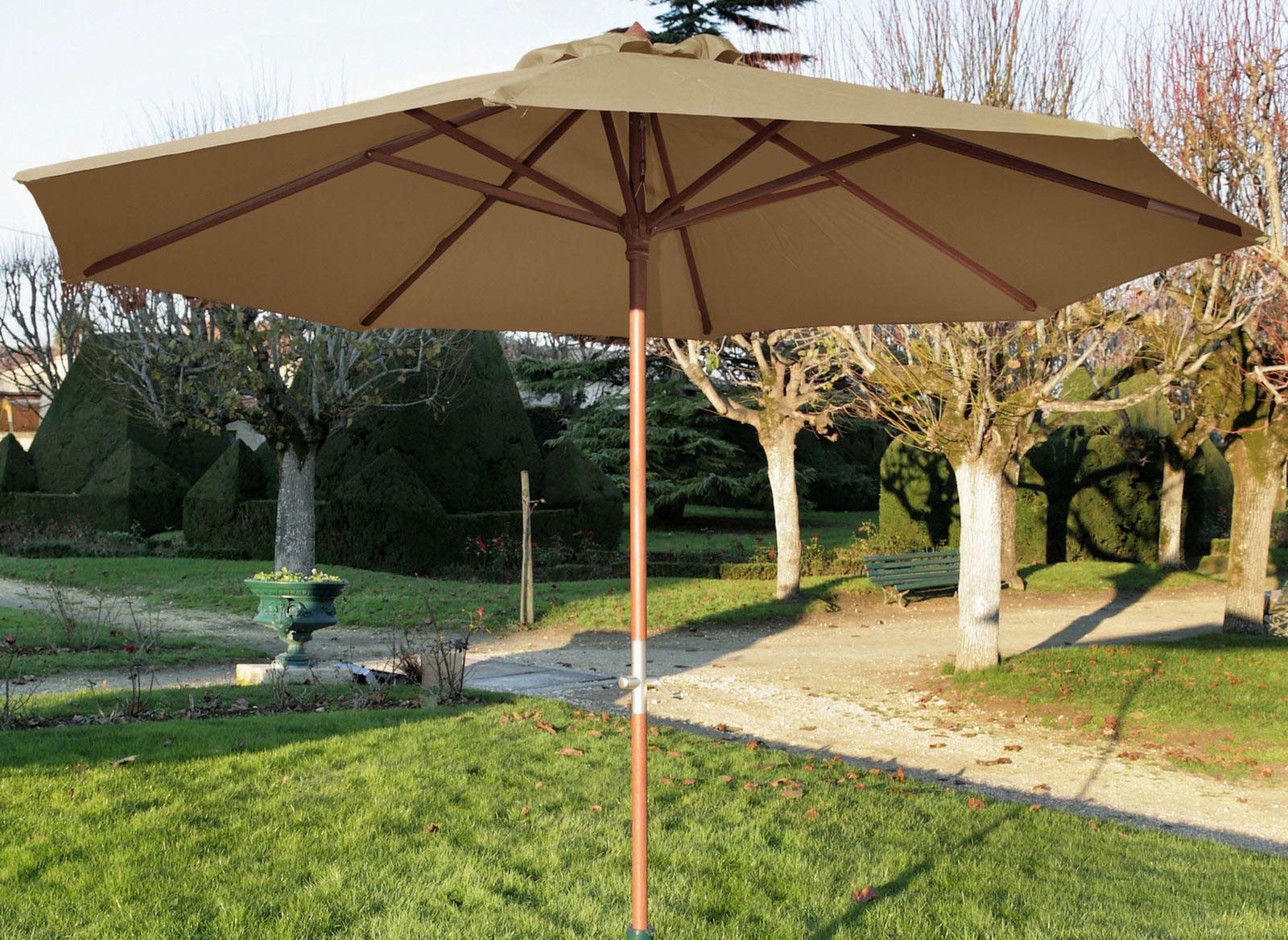 Parasol en bois 350 cm avec manivelle june (taupe)