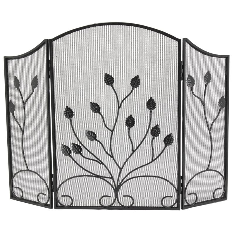 Parefeu de cheminée en fer 3 pans fleur Parefeu de cheminée en fer 3 pans fleur