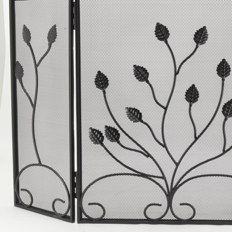 Parefeu de cheminée en fer 3 pans fleur Parefeu de cheminée en fer 3 pans fleur