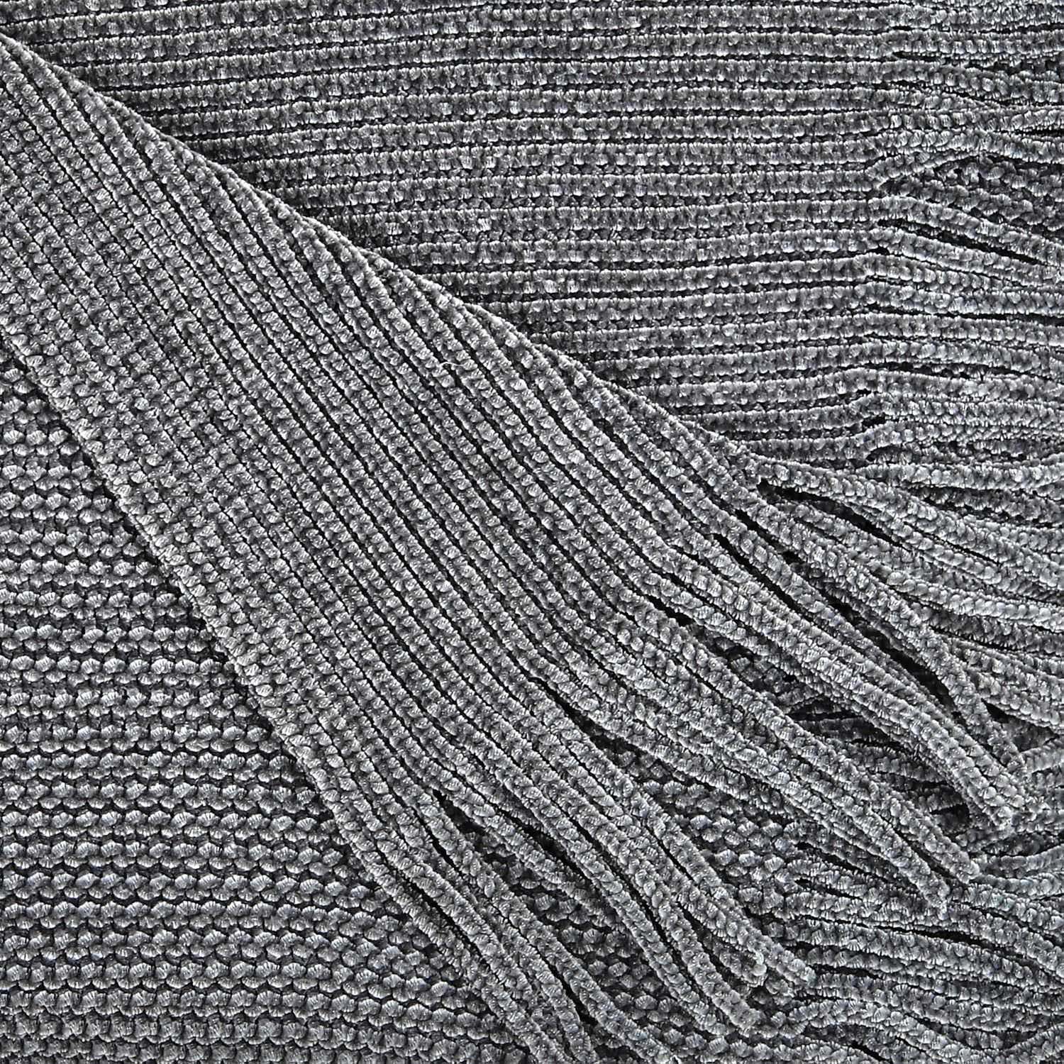 Plaid chenille en polyester avec franges 120 x 150 cm (gris)