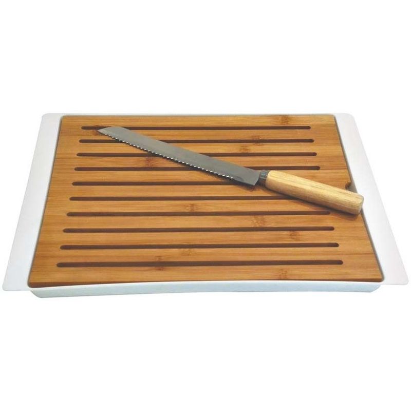 Planche à pain en bambou 38x27 cm avec couteau (blanc)
