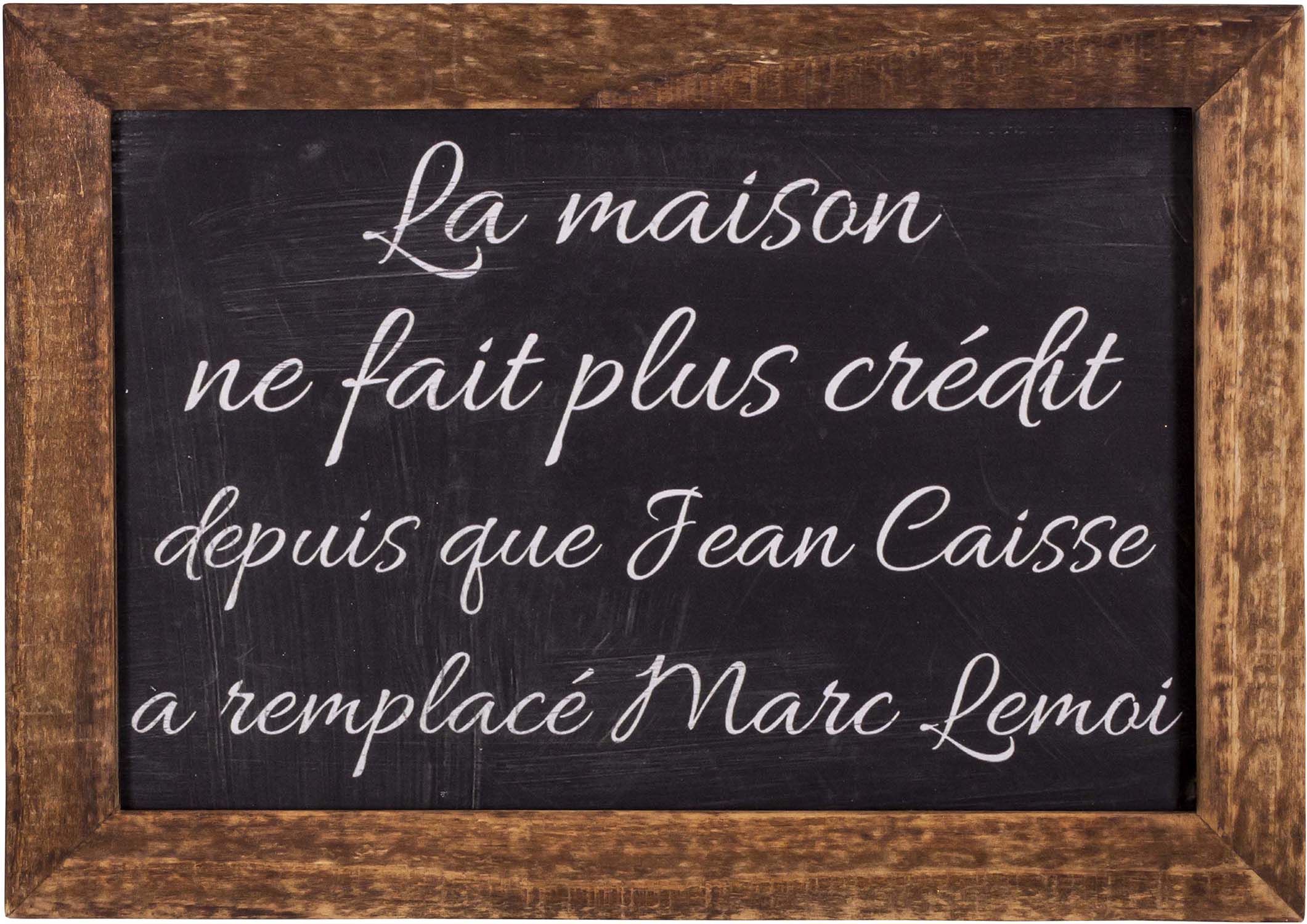 Plaque décorative cadre bois avec ardoise 21 x 15 cm (la maison ne fait plus crédit)