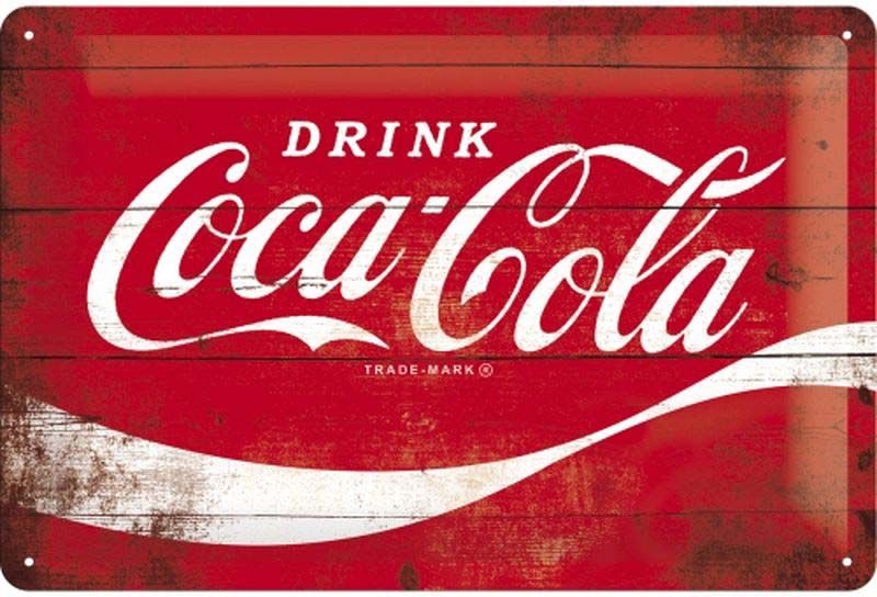 NOSTALGIC-ART 10275 COCA-COLA Logo Red Wave Carte En Métal Multicolore