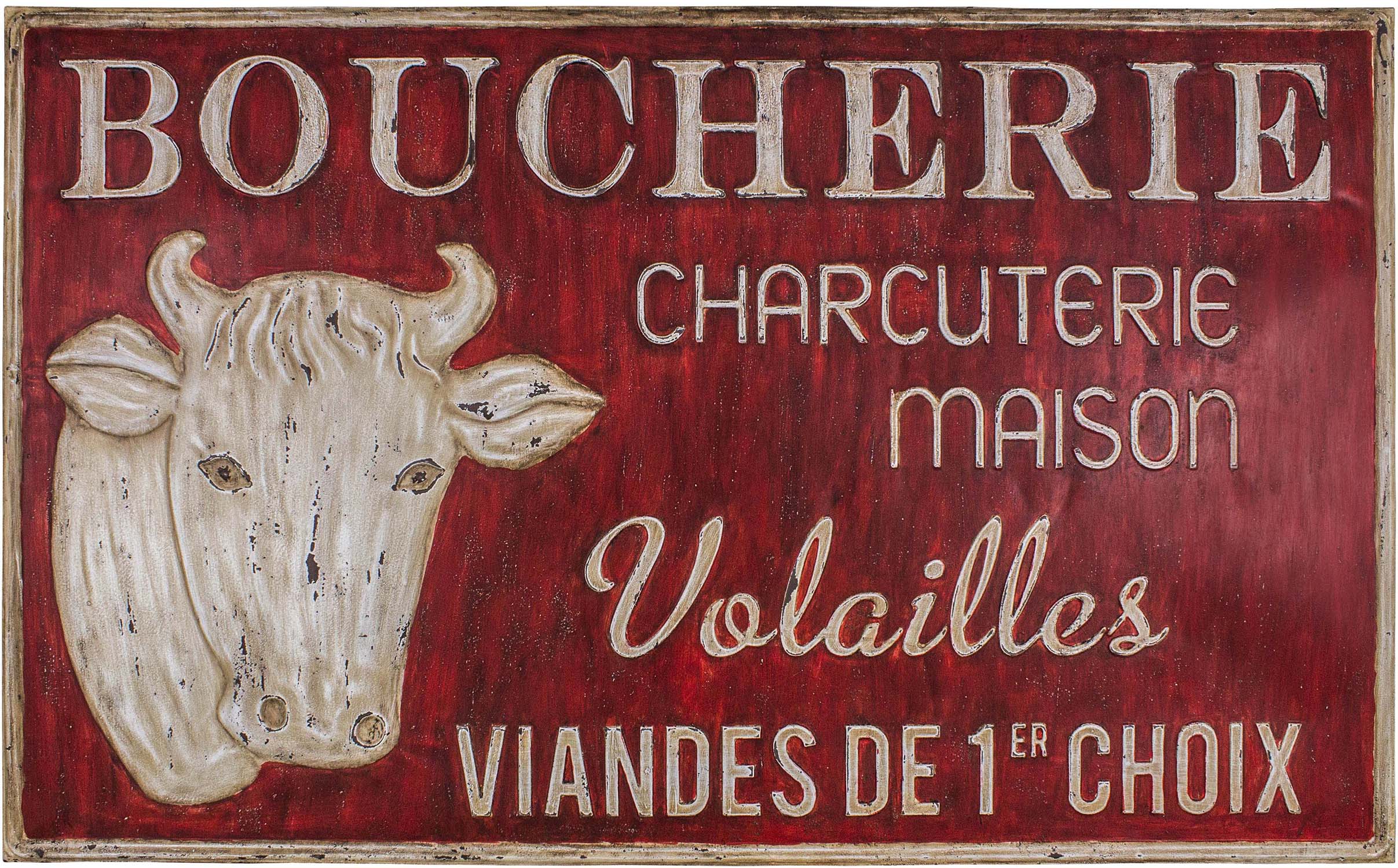 Grande plaque vintage en fer 122,5 x 74 cm (boucherie charcuterie)