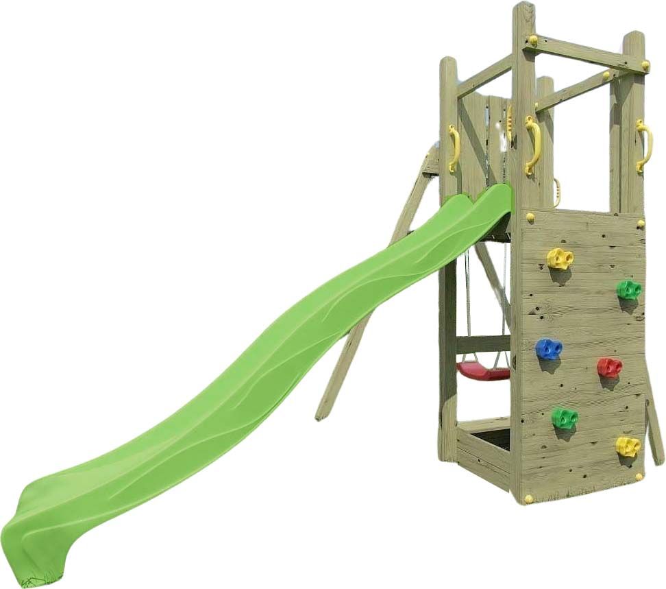 Plateforme de jeux en bois funny (toboggan + balançoire)