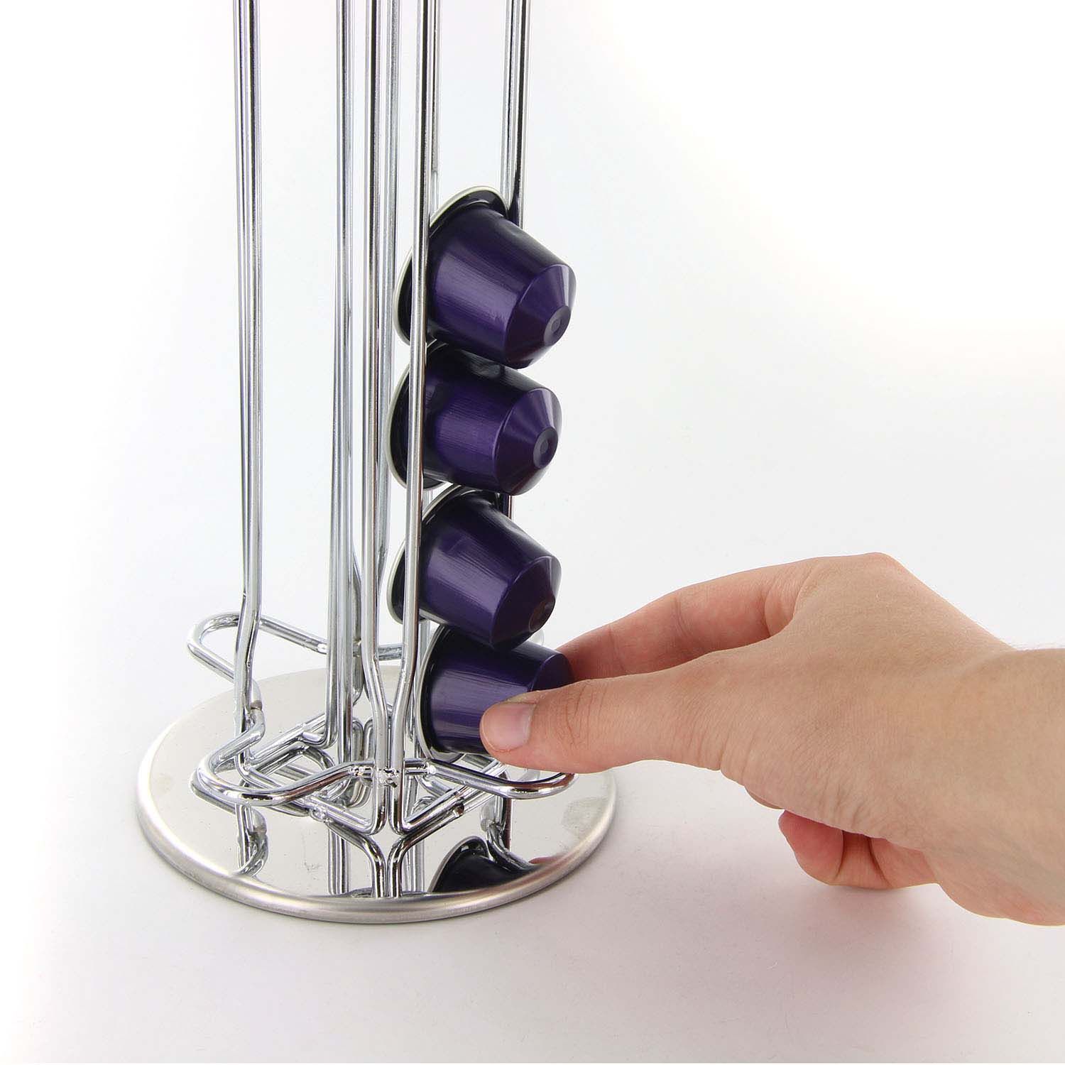 SYSYLY Tiroir Rangement Capsules Nespresso Vertuo - 40 Dosettes, Métal Noir, Support Machine Café