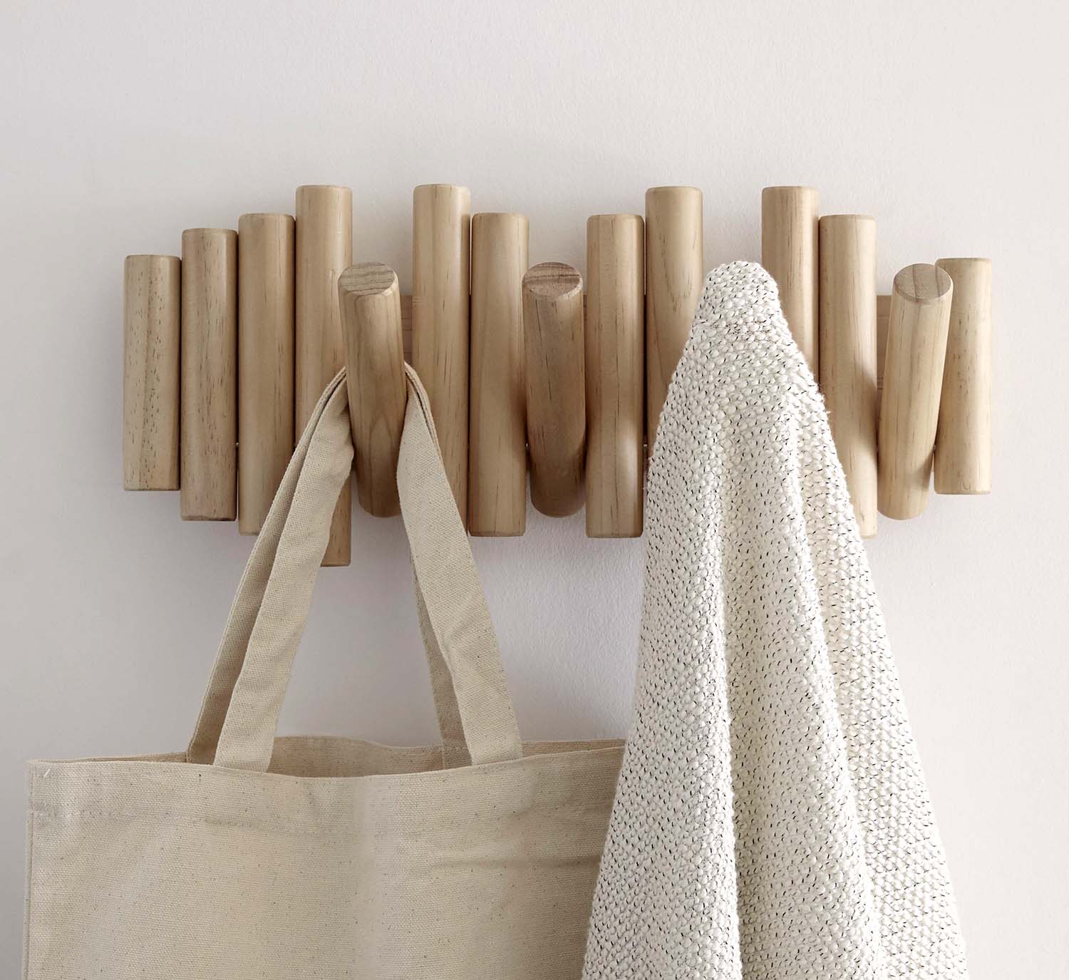 Porte manteau en bois 5 crochets hook (naturelle)
