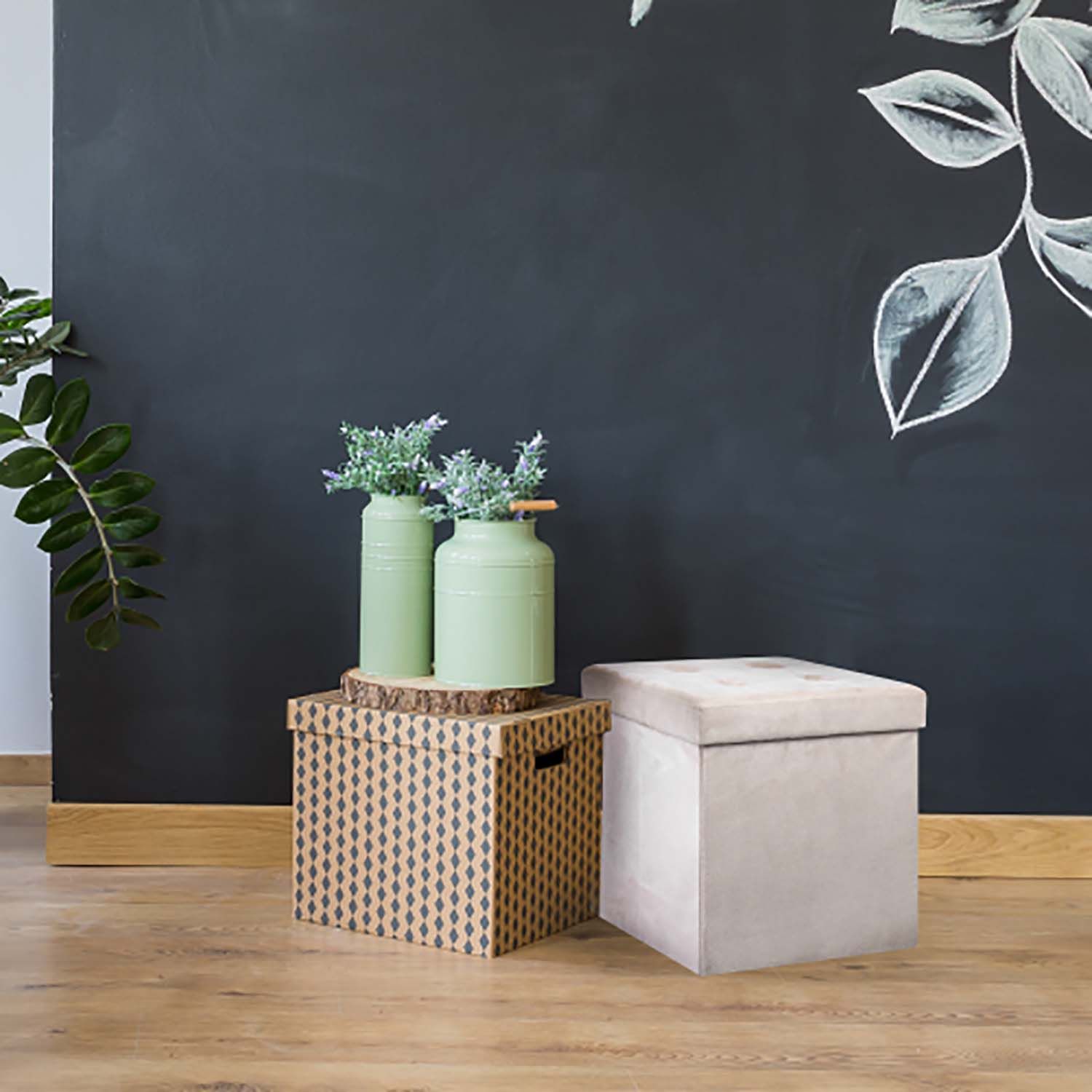 Coffre Pouf Pliable HOME DECO FACTORY – Rangement Et Assise – Gris Clair 38 X 38 X 38 Cm (110 Kg)