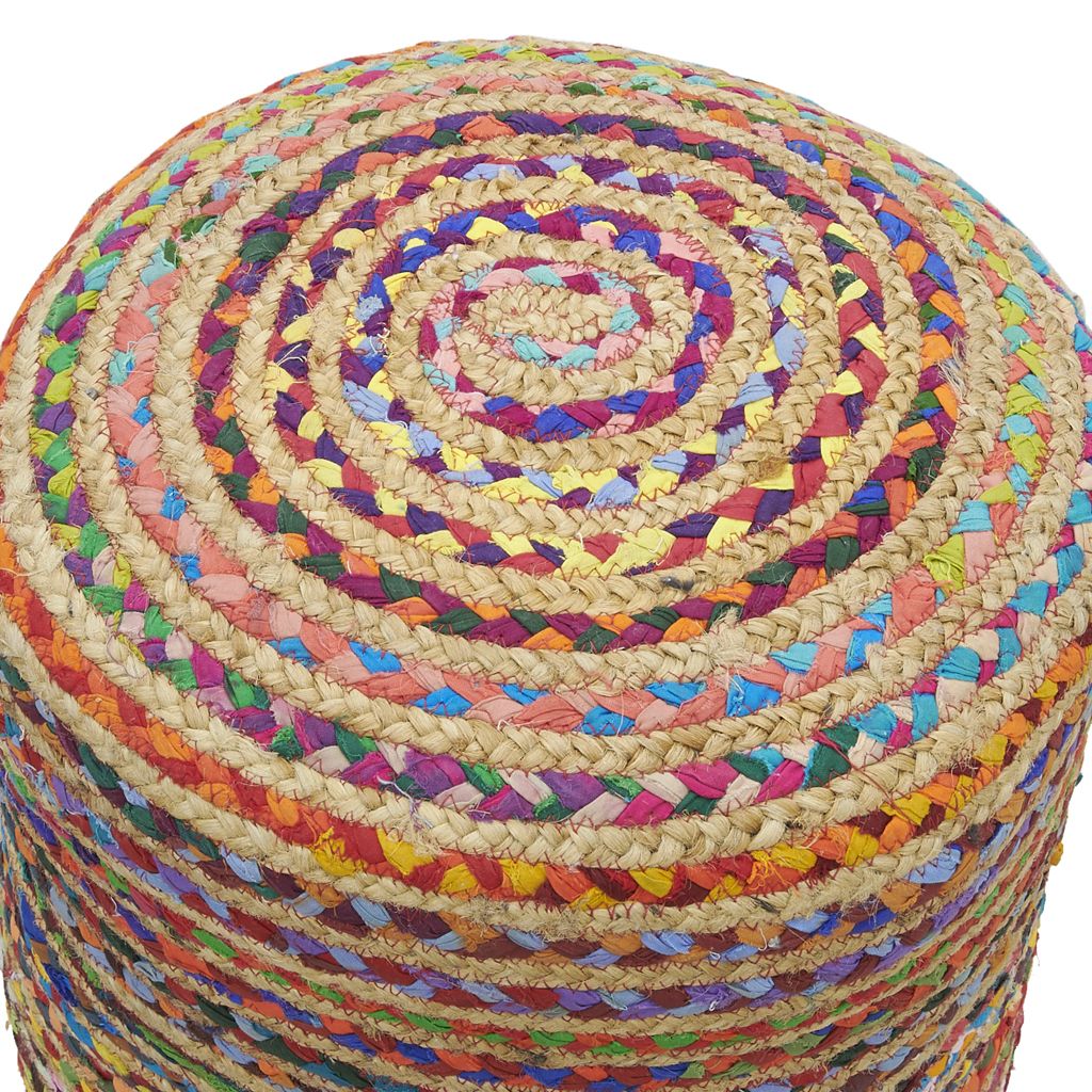 Pouf en coton et jute multicolore