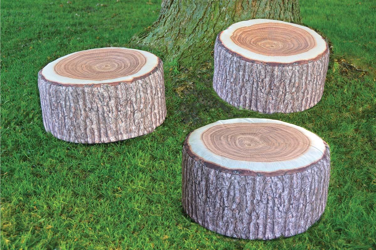 Pouf extérieur avec imprimé déco (tronc d'arbre)