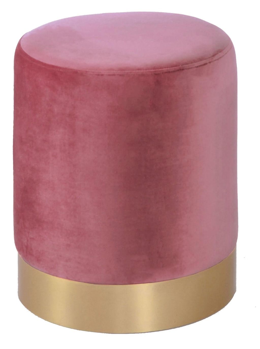 Pouf en velours vieux rose avec base en métal doré AUBRY GASPARD