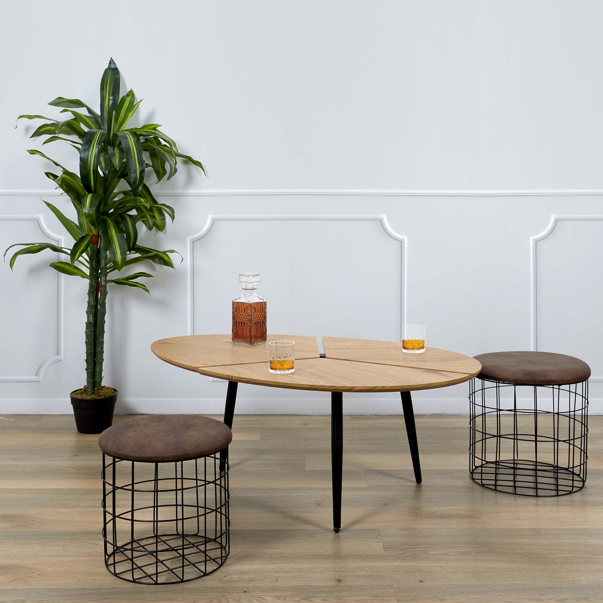 Poufs gigognes filaires assise en pu (lot de 2)