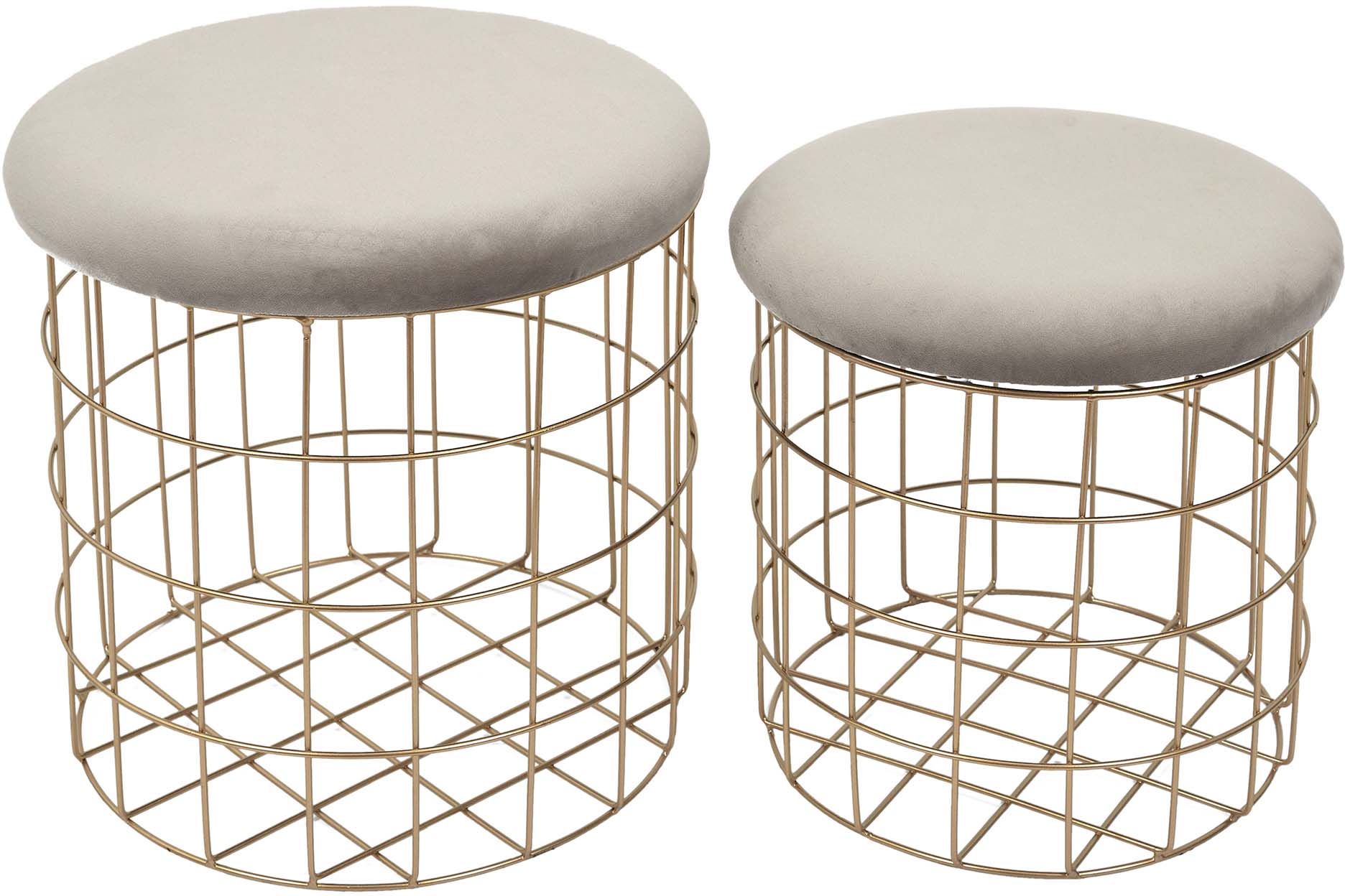 Poufs gigognes filaires assie en velours (lot de 2) (taupe)