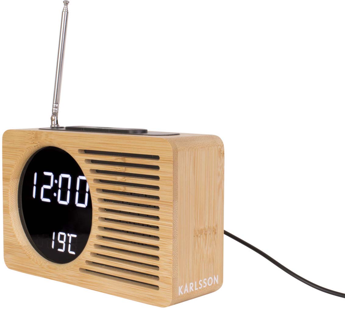 Radio-réveil numérique en bois de bambou noir – Forest USB®