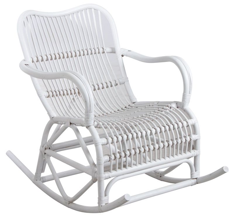 Rockingchair en rotin (blanc)
