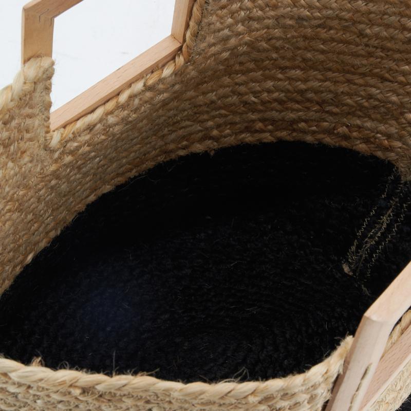 Sac cabas vintage 1960 / sac panier bois coton et paille - France