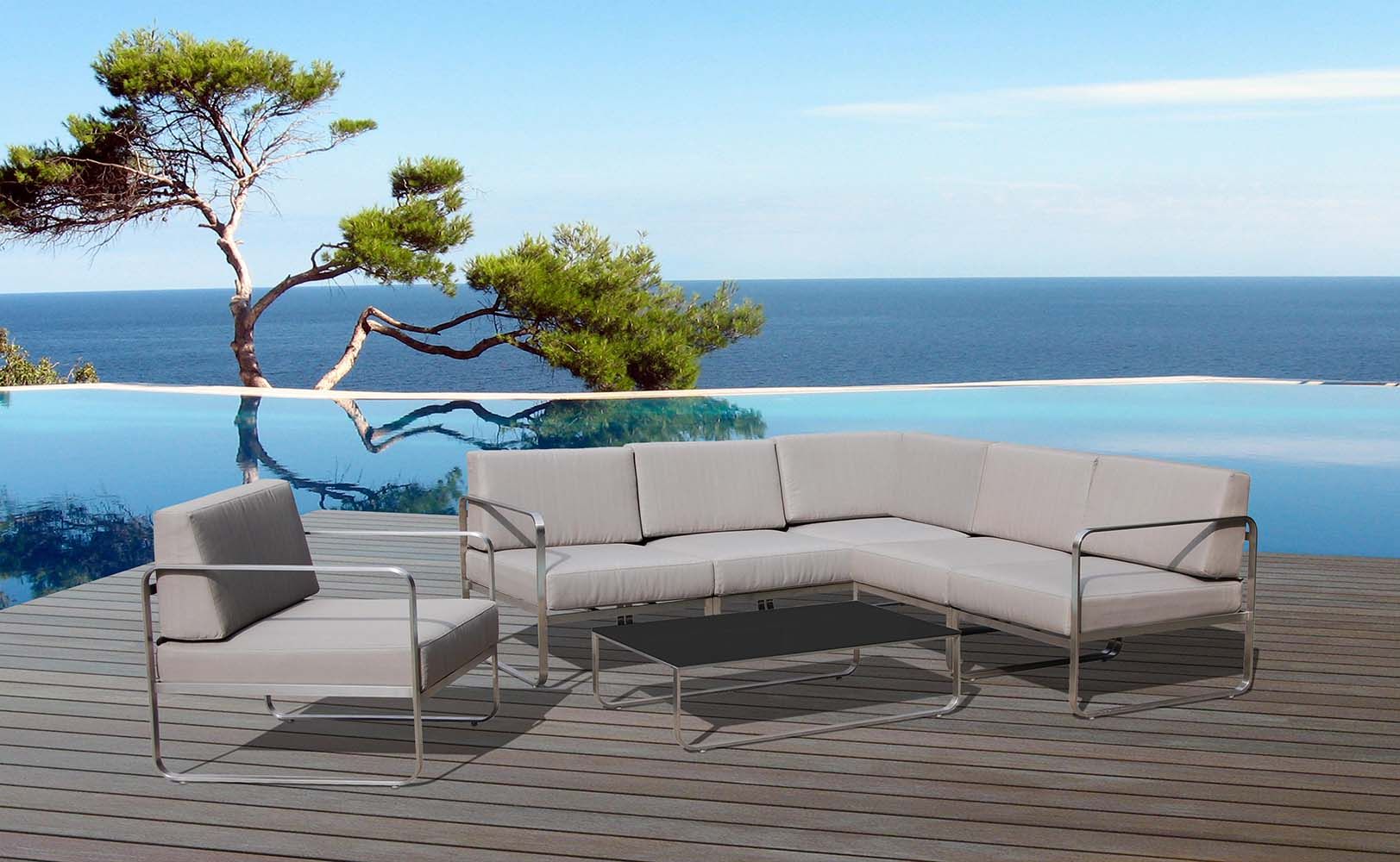 Salon de jardin en acier brossé st barth