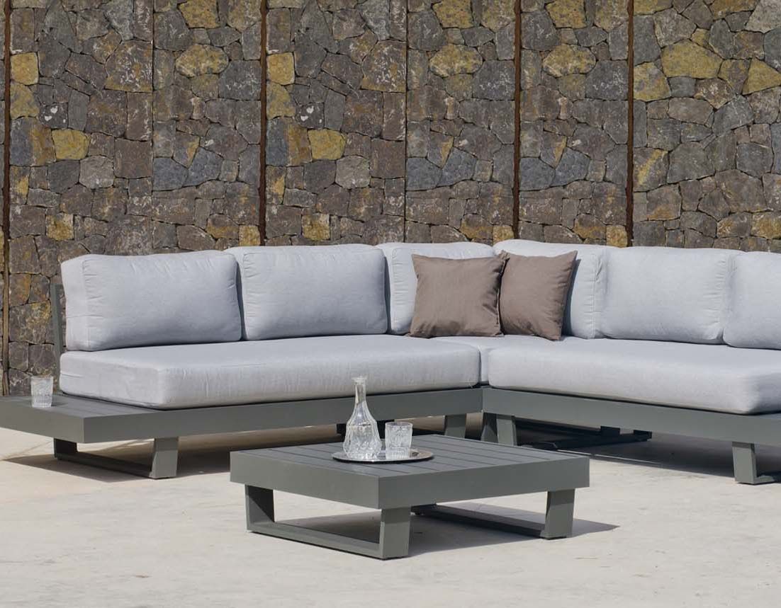 Salon de jardin en aluminium canapé d'angle anastacia (anthracite)