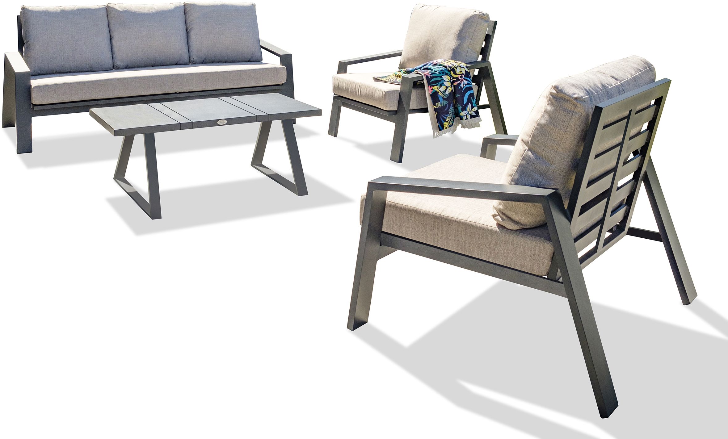 Salon de jardin bas 5 places en aluminium ibiza (gris anthracite)