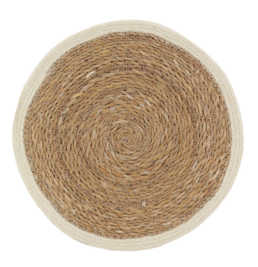 Sets de table ronds en jonc naturel et jute blanc (Lot de 6) - AUBRY ...