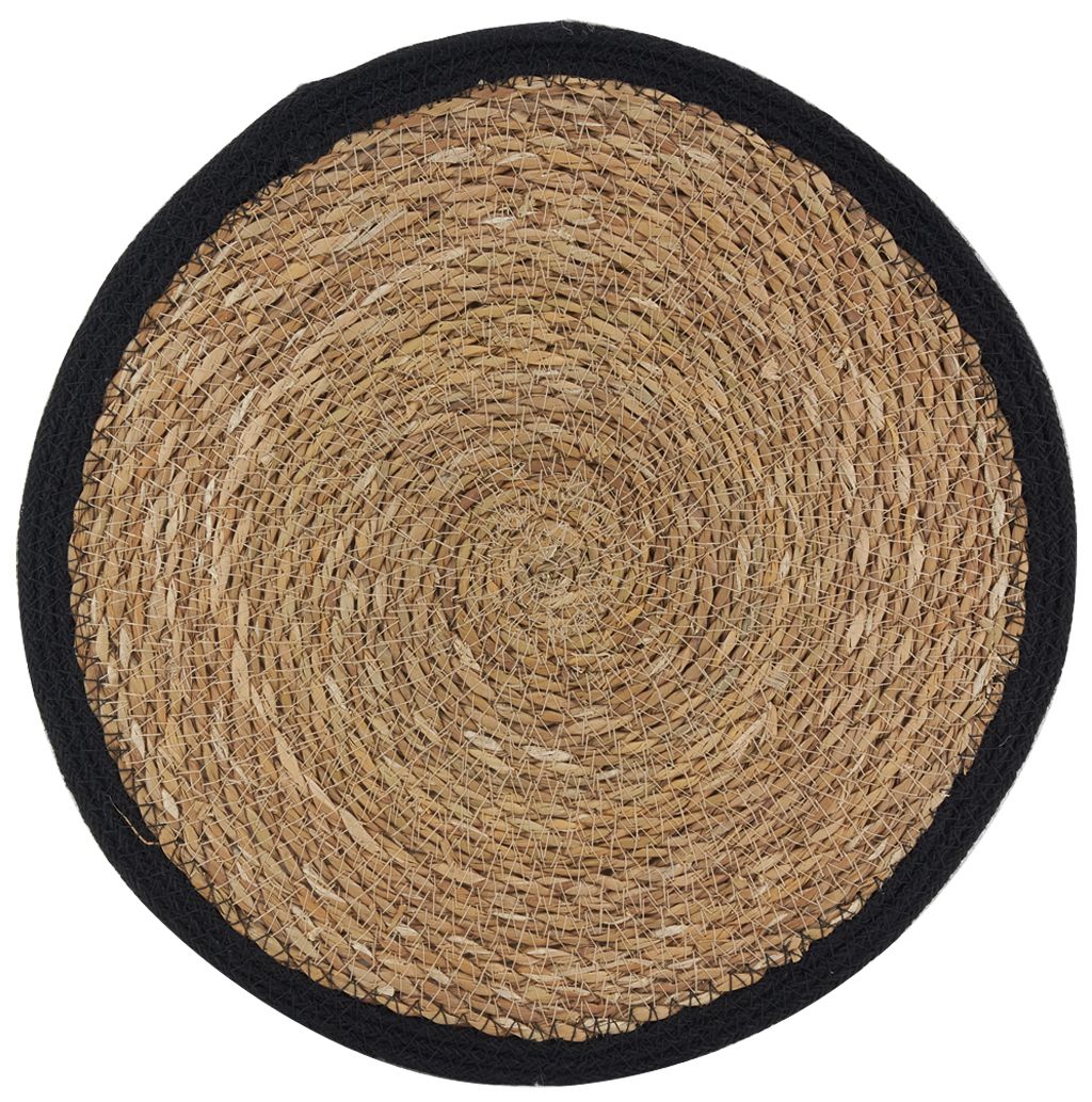 Sets de table ronds en jonc naturel et jute noir (Lot de 6) - AUBRY GASPARD