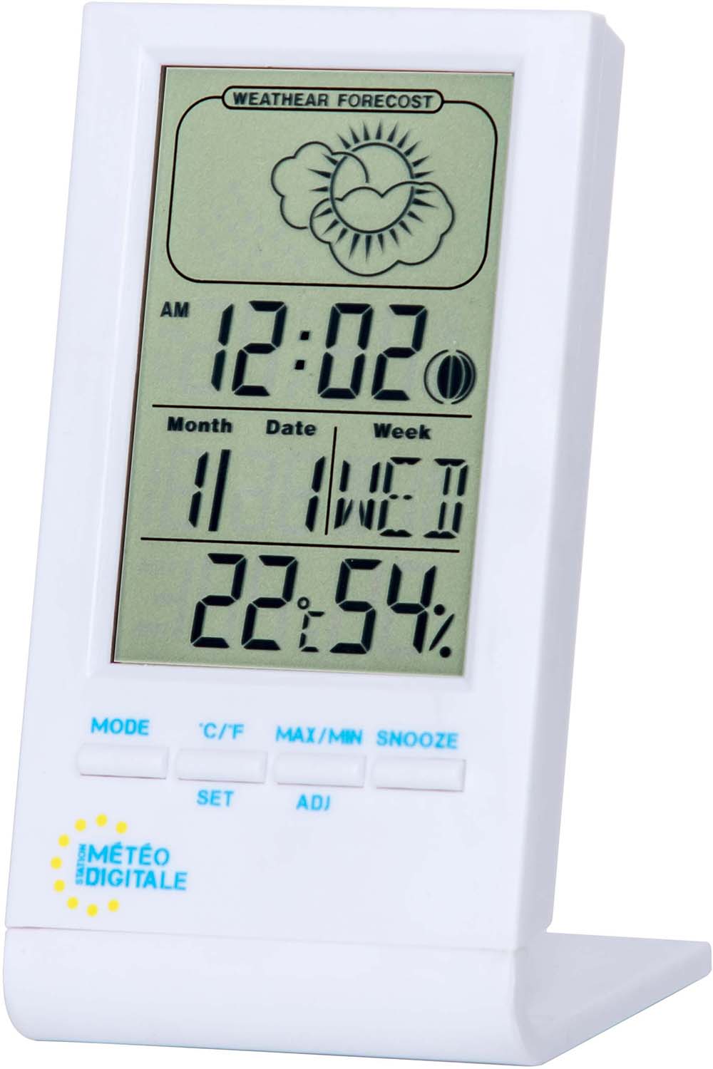 Station météo avec bulletin météo à 3 jours, thermomètre et hygromètre
