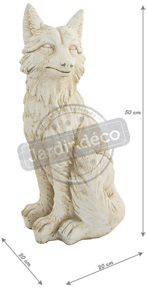 Statue renard assis en pierre reconstituée