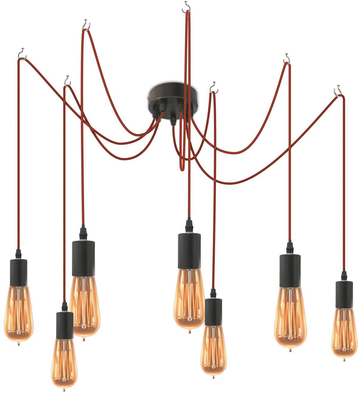 luminaire-salon-design-suspension-cable-rouge
