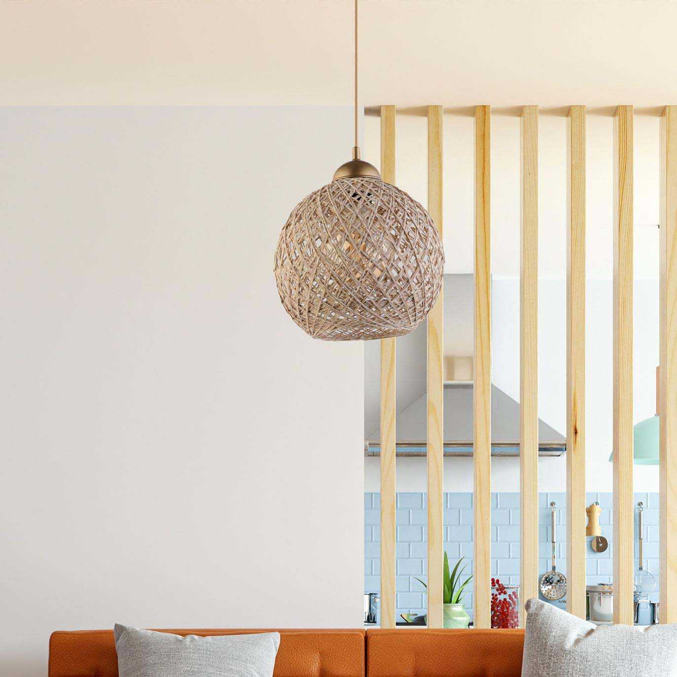Suspension Murale En Jute Tissé Fait Main - Motif Chalet De Montagne - 55x60cm