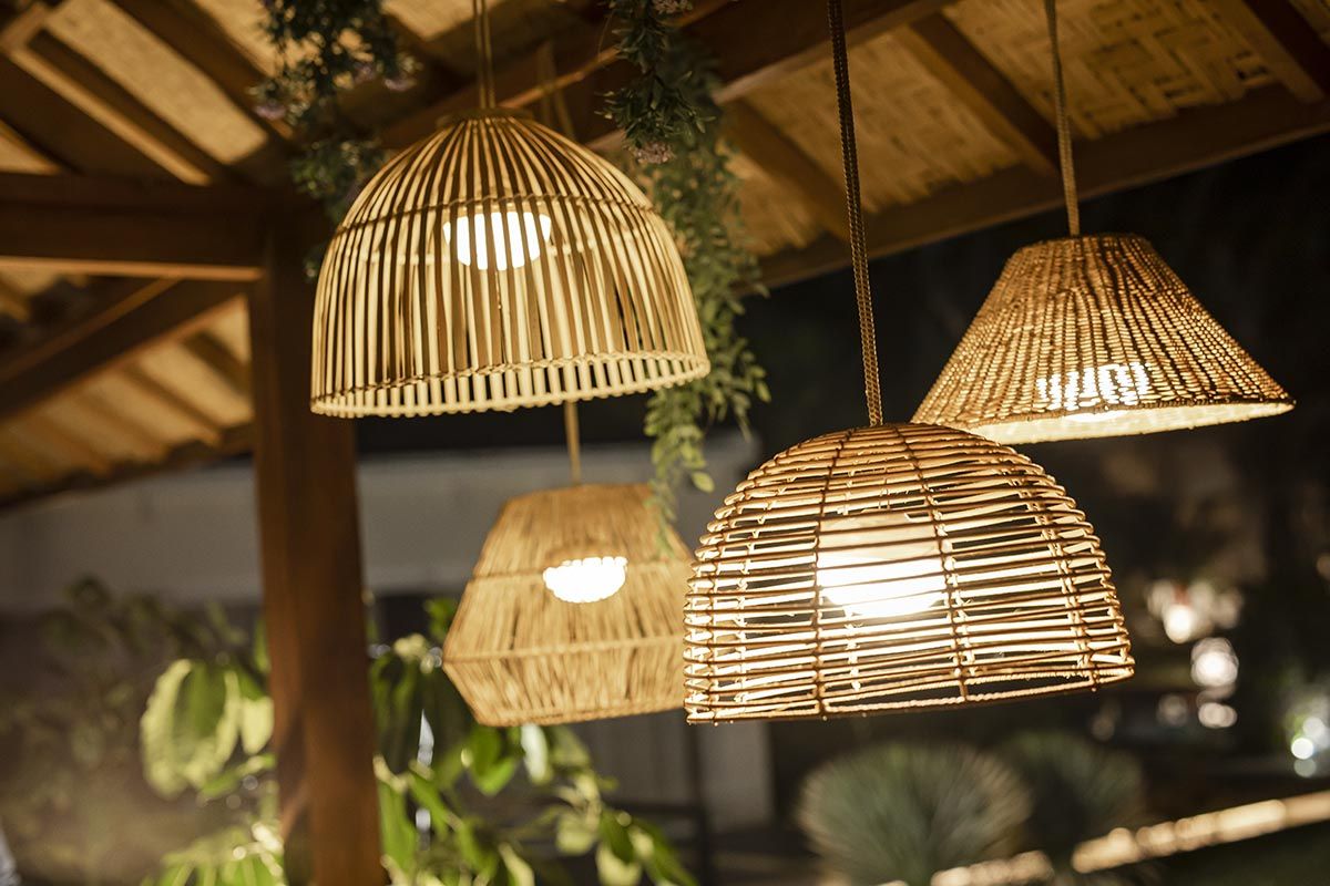 Suspension Ext rieure En Rotin Avec Led Bossa Nature