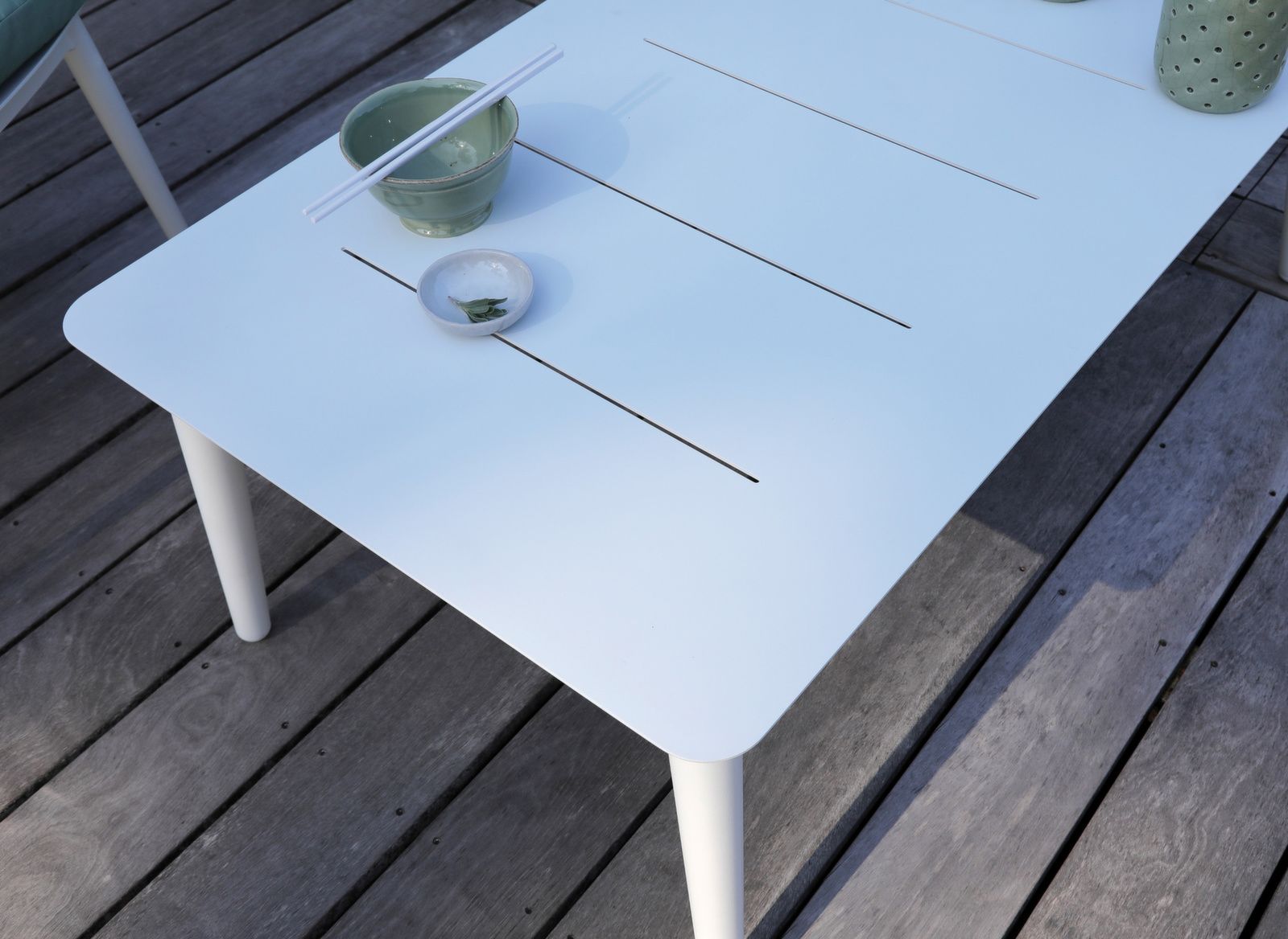 Table basse jardin moderne rectangulaire en aluminium dublin (blanc)