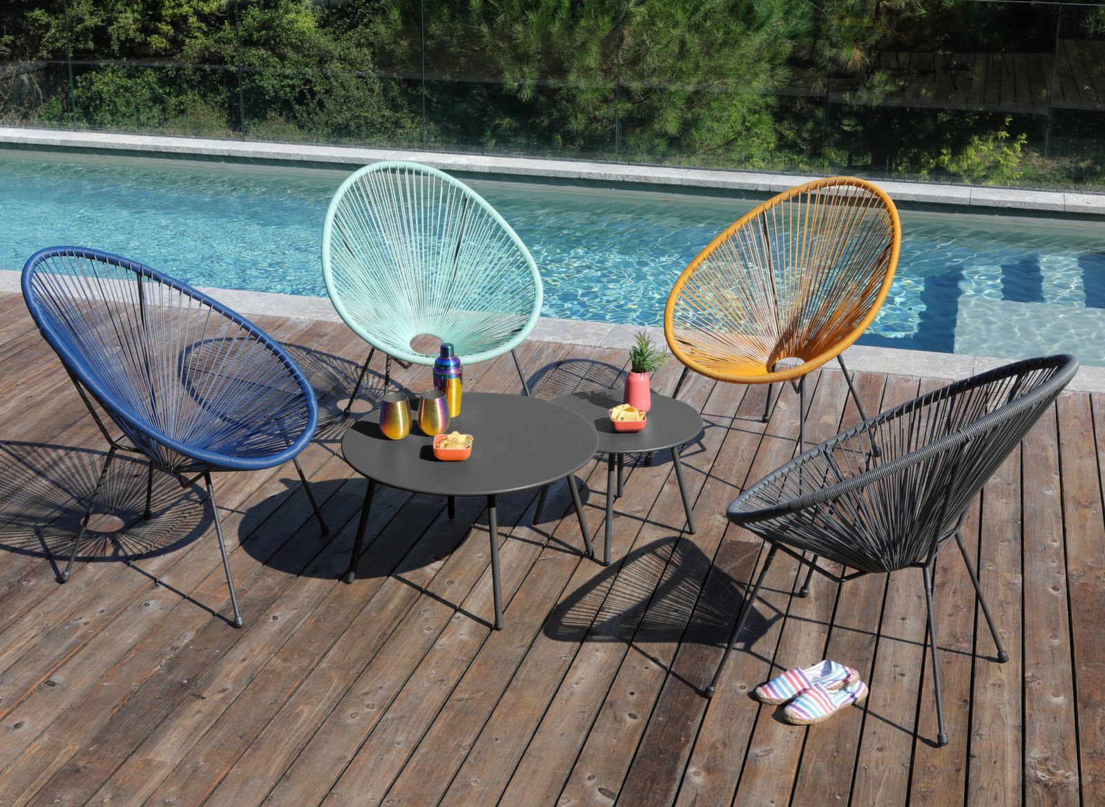 Table basse jardin ronde en acier rio 70 cm (graphite)