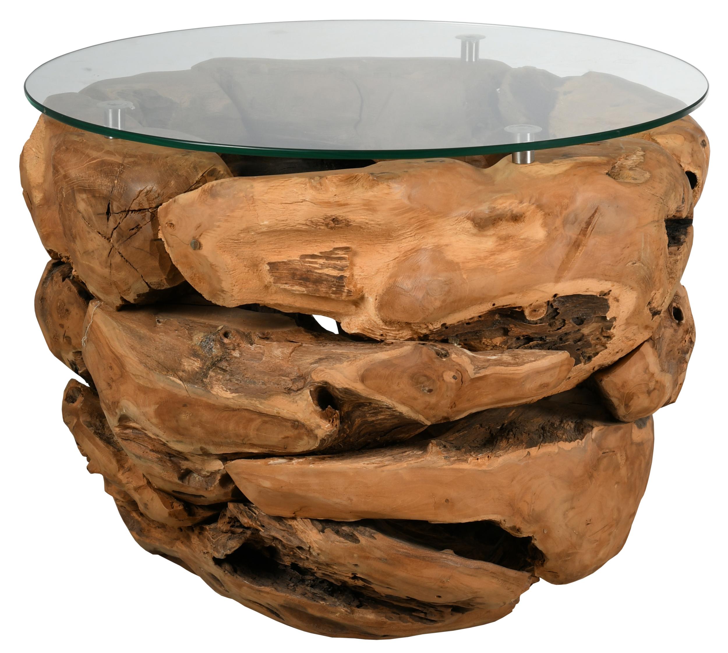Table basse en teck et en verre  AUBRY GASPARD  Jardindeco