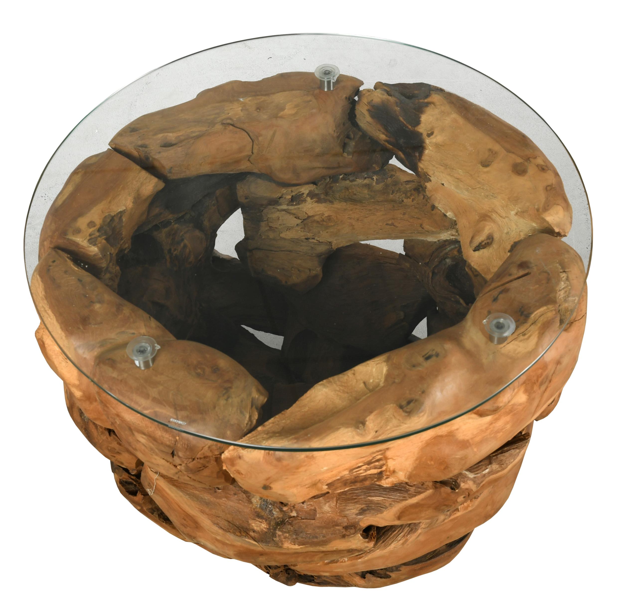 Table basse en teck et en verre  AUBRY GASPARD  Jardindeco