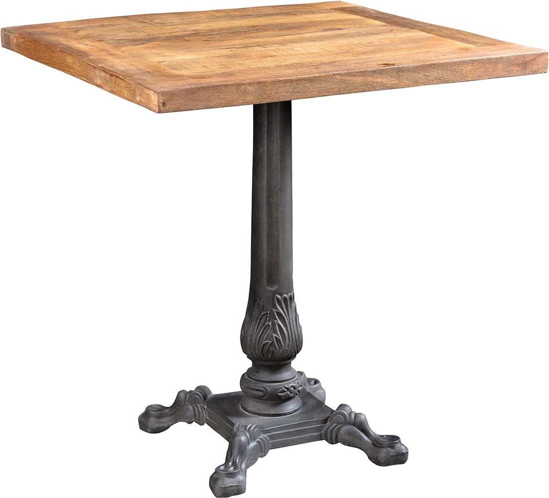 Table bistrot bois et fer forgé pieds fantaisies